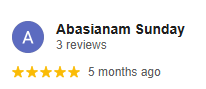 Google review from Abasianam Sunday, 5 stars